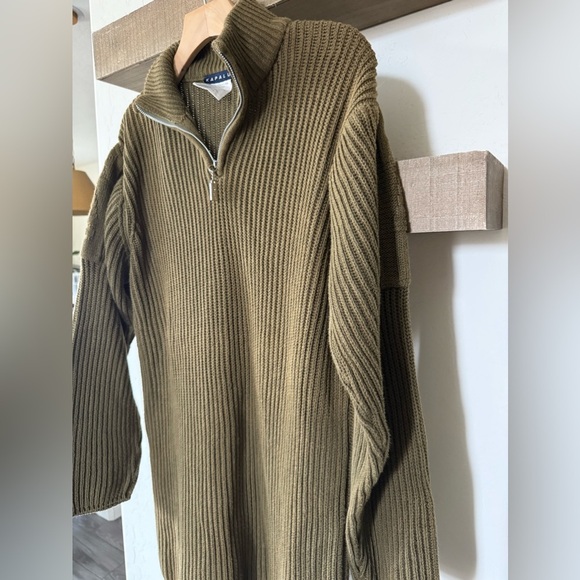 Kapalua|Olive thick knit ribbed sweater,quarter zip•••boho style,size medium - Picture 2 of 11